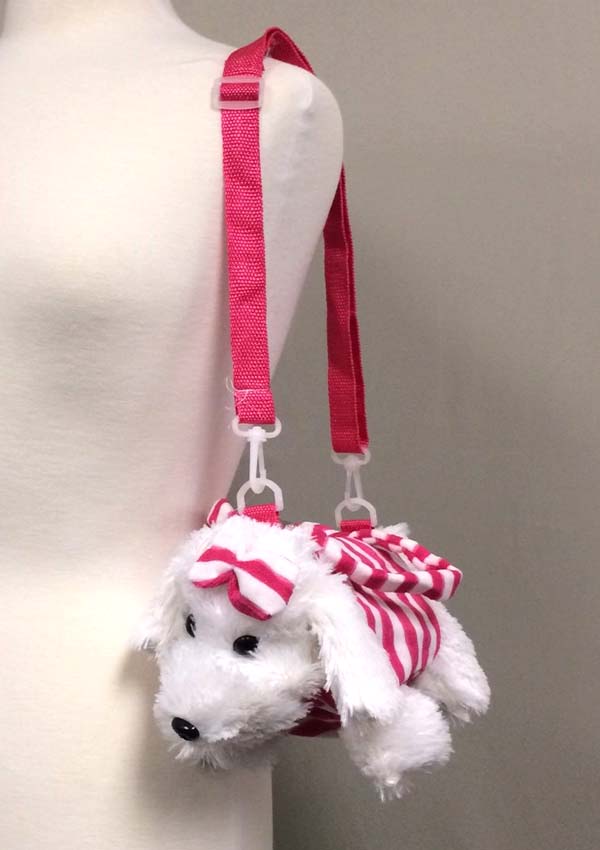 PLUSHY PUBBY AND RIBBON ACCENT PURSE