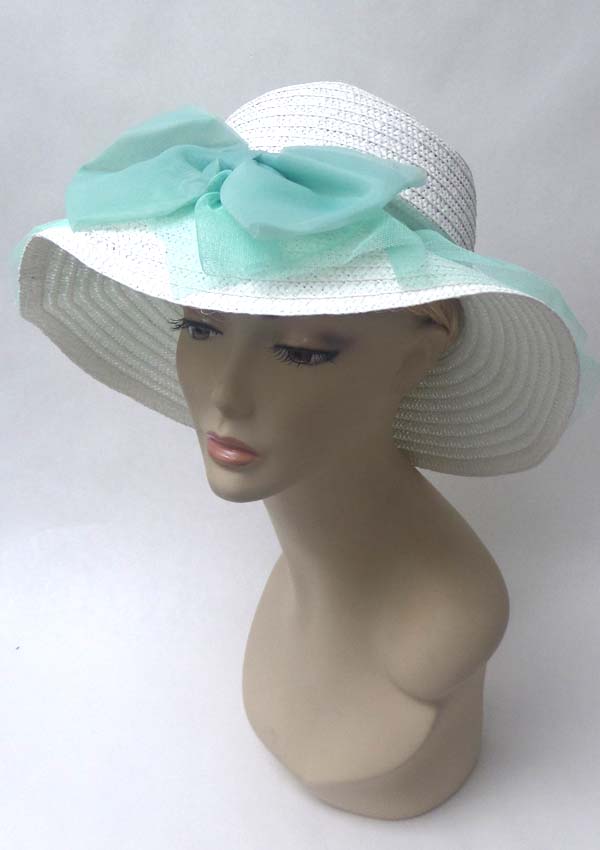LARGE BOW AND FLOPPY BRIM SUMMER HAT