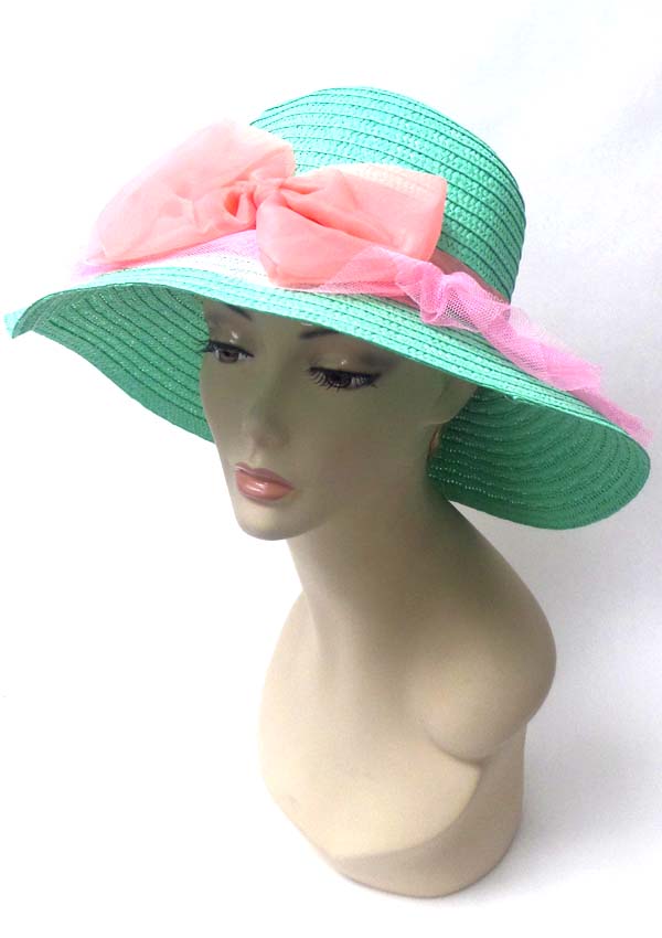LARGE BOW AND FLOPPY BRIM SUMMER HAT