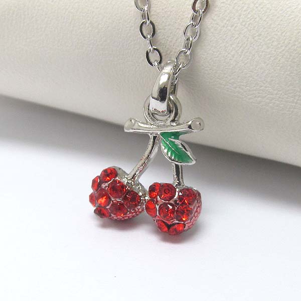 PREMIER ELECTRO PLATING CRYSTAL CHERRY PENDANT NECKLACE