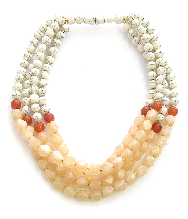 CHUNKY MULIT LAYER MIX BEAD NECKLACE