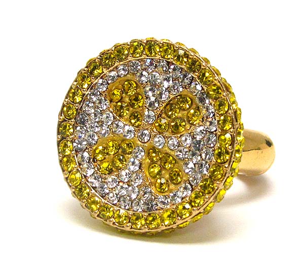CRYSTAL STUD WITH FLOWER ON CENTER ROUND STRETCH RING