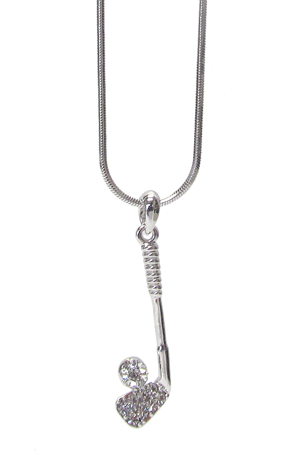 MADE IN KOREA WHITEGOLD PLATING CRYSTAL GOLF CLUB PENDANT NECKLACE