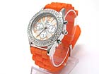 DOUBLE LINE CRYSTAL COLOR RUBBER BAND FASHION WATCH