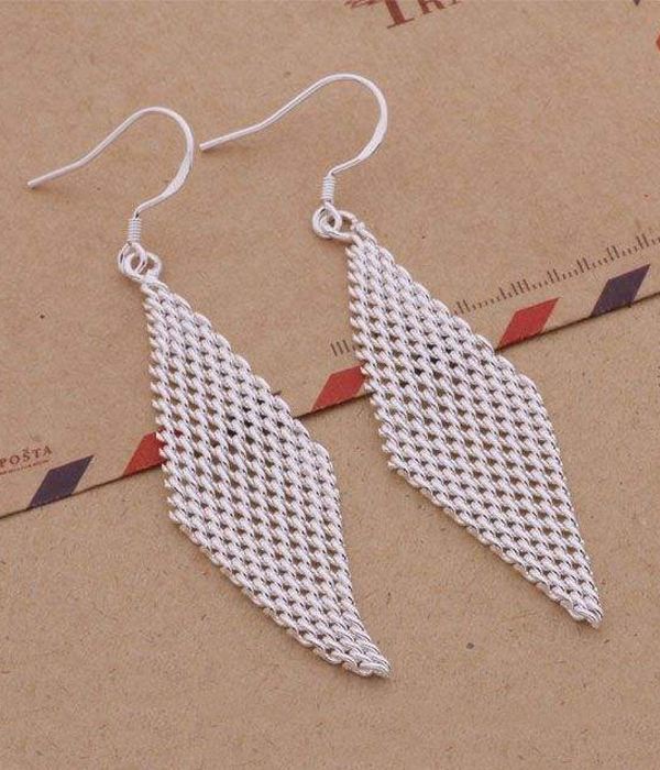 925 STERLING SILVER PLATED MESH DROP EARRING