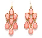 METAL  AND GLASS STONE TEAR DROP PATTERN DROP EARRING