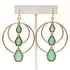 THREE GLASS STONE AND TWO METAL HOOP EARRING