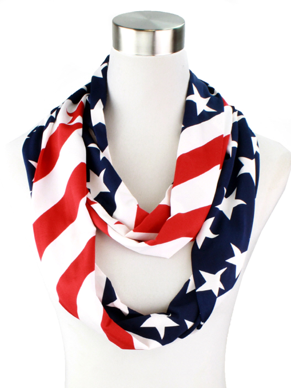 AMERICAN FLAG PRINT INFINITY SCARF - 100% POLYESTER