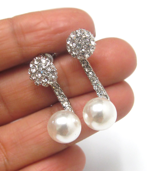 CRYSTAL BALL WITH PEARL DROP EARRINGS 