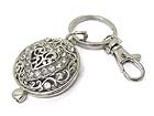 CRYSTAL HEART FILIGREE ROUND METAL LOCKET KEY CHAIN CHARM