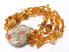 NATURAL STONE AND MULTI ROW MIXED BEADS STRETCH BRACELET