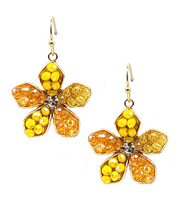 MULTI STONE AND BEAD MIX FLOWER EARRING