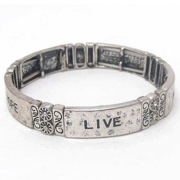 CRYSTAL AND INSPIRATION ANTIQUE STYLE STRETCH BRACELET - LIVE HOPE WITH FAITH