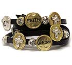 CRYSTAL DECO HOPE DREAM PEACE THEME LEATHERETTE WRAP BRACELET