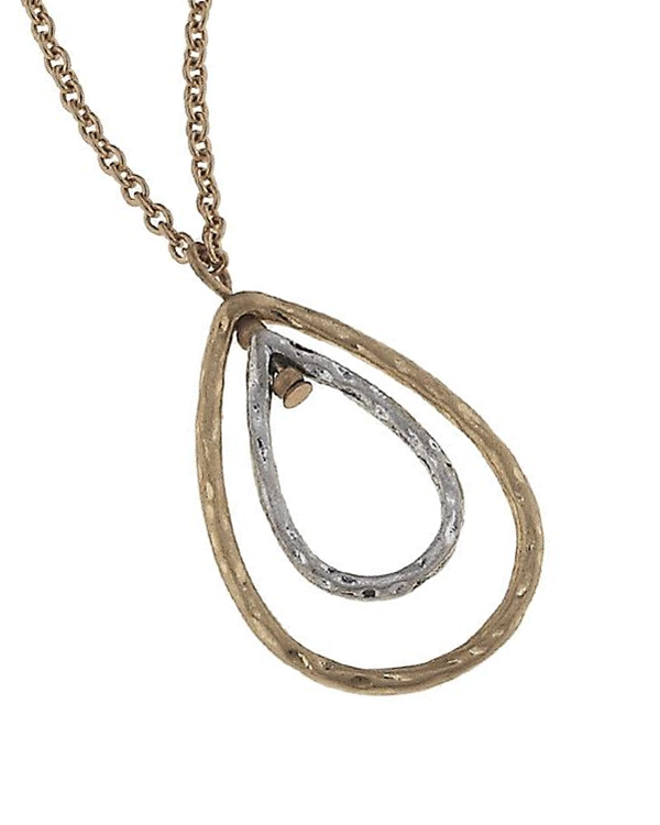 HANDMADE TWO TONE LAYER TEARDROP NECKLACE