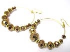 CRYSTAL CUT FACET GLASS STONE DNGLE HOOP EARRING