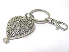 CRYSTAL FILIGREE HEART METAL LOCKET KEY CHAIN CHARM