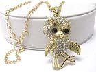 CRYSTAL DROP OWL PENDANT NECKALCE