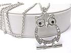 CRYSTAL DROP OWL PENDANT LONG NECKALCE