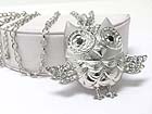 CRYSTAL DROP OWL PENDANT LONG NECKALCE