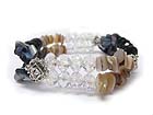 NATURAL CHIP STONE AND CRYSTAL CUT GLASS BEADS STRETCH BRACELET