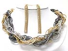 BRAIDED MIXED CHAIN NECKLACE EARRING SET