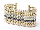 MULTI ROW METAL BALL AND CHAIN LINK BRACELET