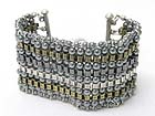 MULTI ROW METAL BALL AND CHAIN LINK BRACELET