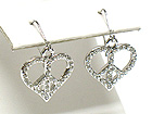 WHITE GOLD PLATING CRYSTAL PEACE HEART EARRING