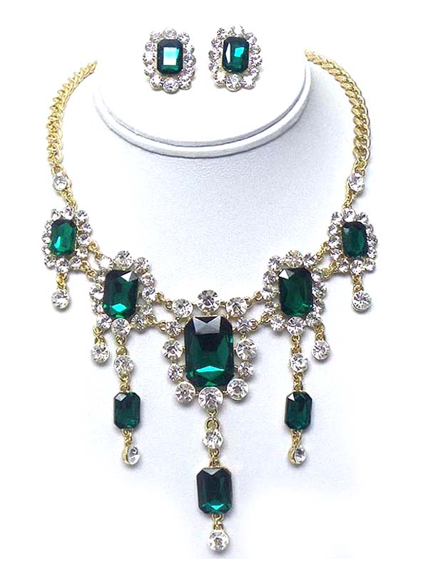 LUXURY CLASS VICTORIAN STYLE AUSTRIAN CRYSTAL DROP PARTY NECKLACE EARRING SET