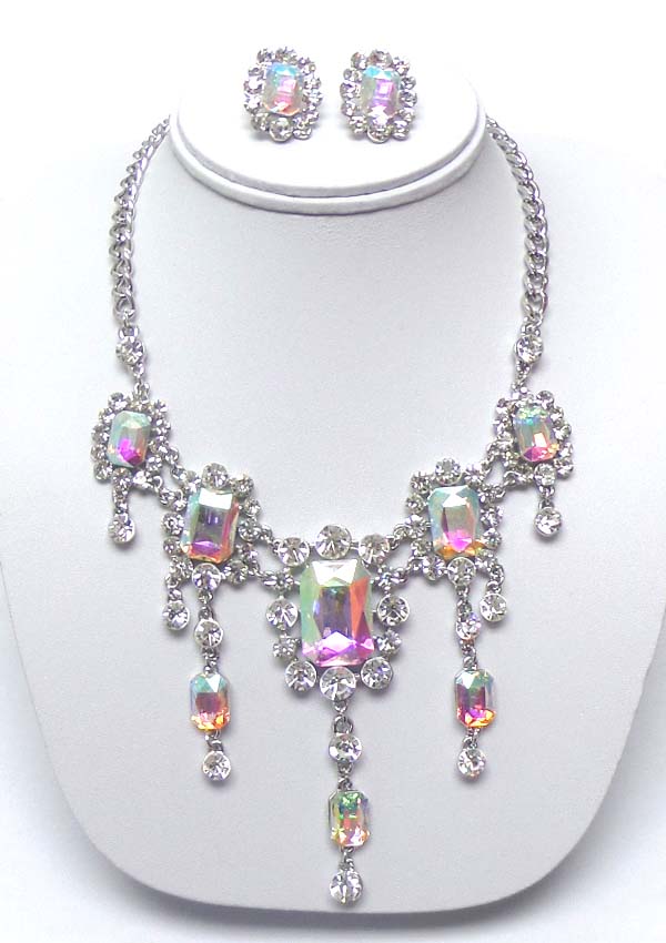LUXURY CLASS VICTORIAN STYLE AUSTRIAN CRYSTAL DROP PARTY NECKLACE EARRING SET