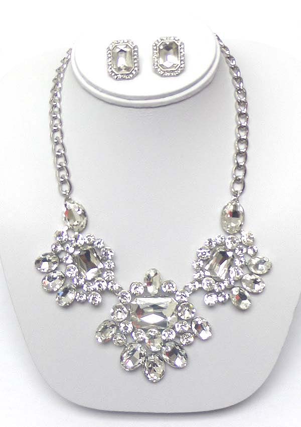 LUXURY CLASS VICTORIAN STYLE AUSTRIAN CRYSTAL DECO STATEMENT PARTY NECKLACE EARRING SET