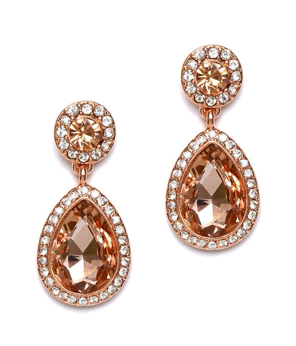 CRYSTAL ROUND AND TEARDROP EARRING