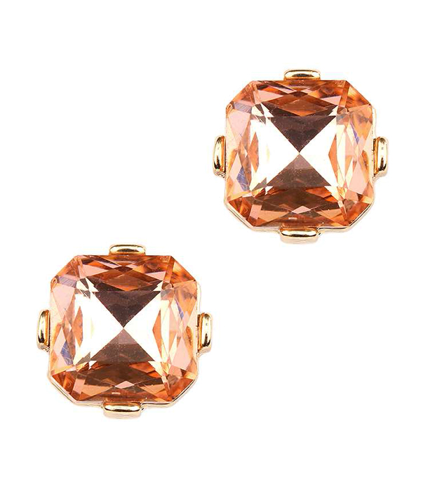 FACET GLASS SQUARE STUD EARRING