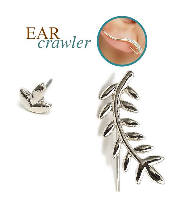 METAL LEAF EAR CRAWLER EARRING