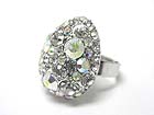 MULTI CRYSTAL BUBBLED OVAL ADJUSTABLE RING