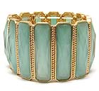 TEXTERED METAL MULTI RECTANGLE PATTERN GLASS STONE STRETCH BRACELET