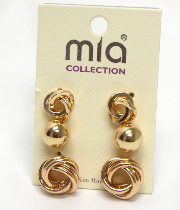 METAL KNOT MIX EARRING SET OF 3