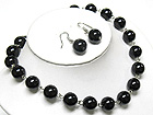 PEARL BEADS BALL LINK LONG NECKALCE AND EARRING SET