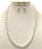 GLASS PEARL NECKLACE AND EARRING SET