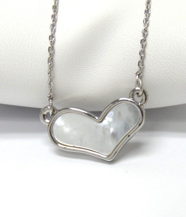 ELECTRO PLATING AND MOTHER OF PEARL HEART PENDANT NECKLACE
