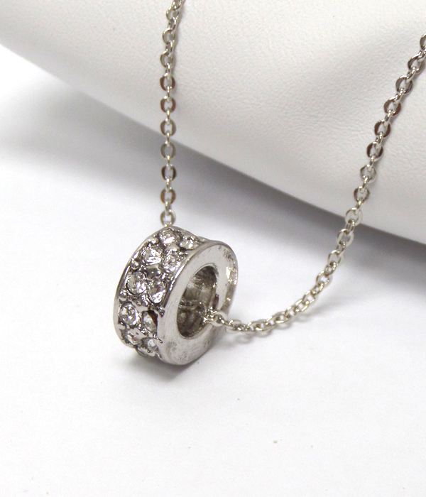 ELECTRO PLATING CRYSTAL RING PENDANT NECKLACE