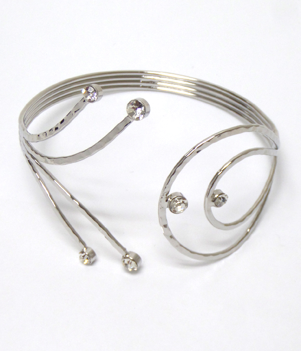 ELECTRO PLATING CRYSTAL AND WIRE ARM CUFF BAND