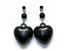 ACRYL PUFF HEART WITH CRYSTAL POST EARRING