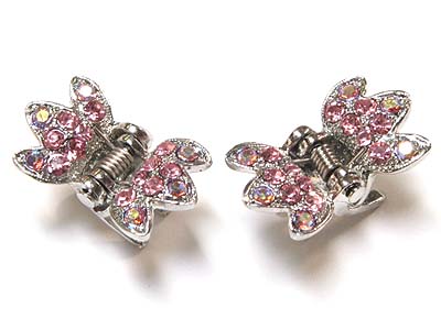TWO SMALL CRYSTAL BUTTERFLY HAIR CLAW SET