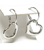 WHITE GOLD PLATING DESIGNER INSPIRED HEART DROP EARRING