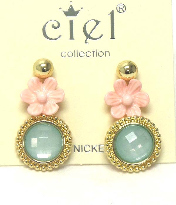 FLOWER AND FACET STONE EARRING SET OF 3