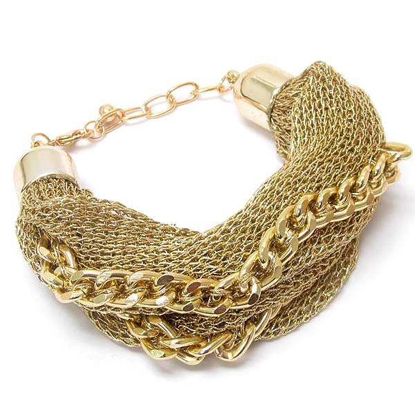 METAL MESH AND CHAIN ROPE BRACELET