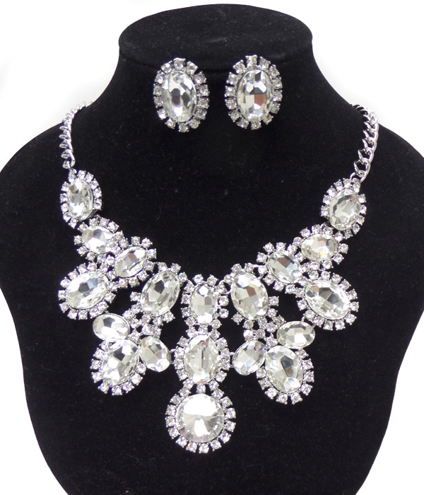 LUXURY AUSTRIAN CRYSTAL LINKED PARTY NECKLACE SET