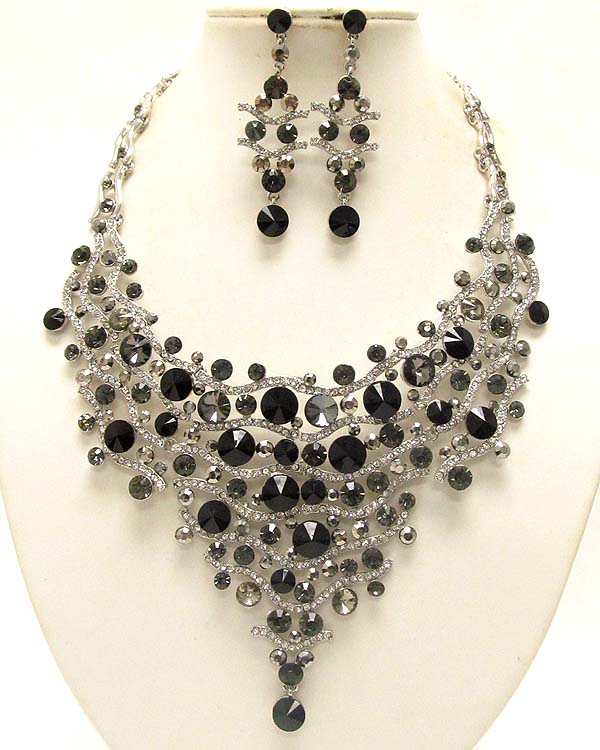 LUXURY CLASS VICTORIAN STYLE AUSTRIAN CRYSTAL DECO DROP PARTY NECKLACE AND EARRING SET